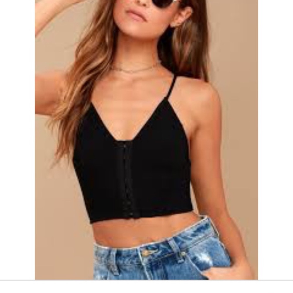 Free people “vest of all” black cami crop top